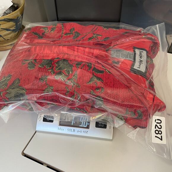 Indigo Moon Red Gold Holiday Jacket Women’s XL Christmas Party Brocade Festive - Picture 14 of 14